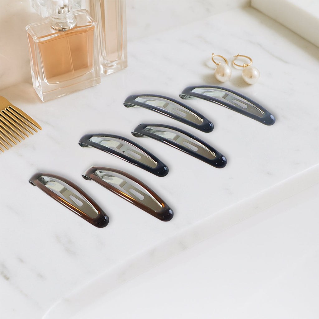 Boxed pack of non-slip snap hair clips with smooth rounded edges