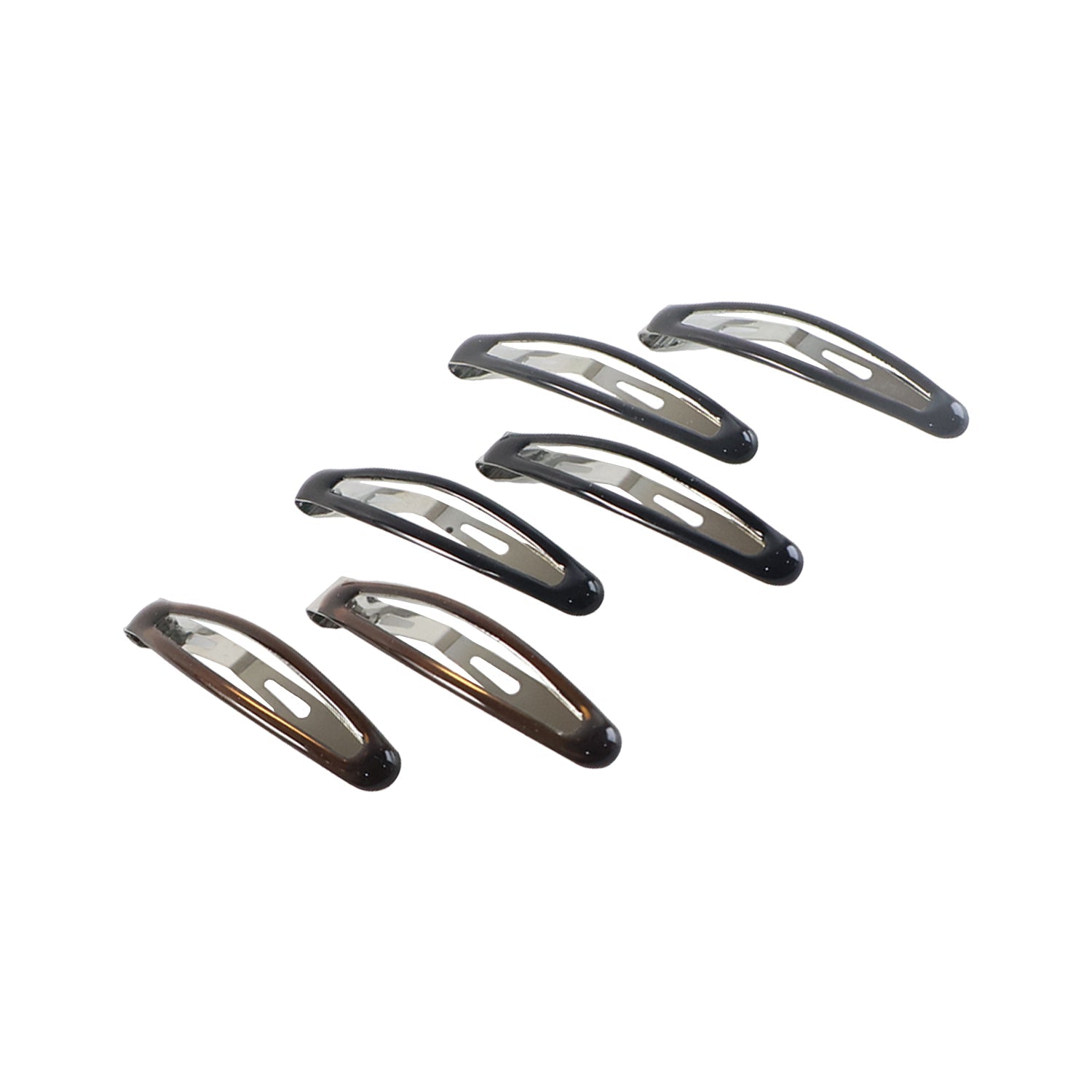 Multiple snap hair clips arranged for versatile hair styling
