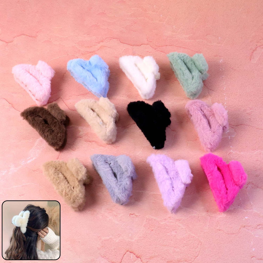 Hair clip featuring fluffy faux fur exterior with strong claw mechanism for thick hair.