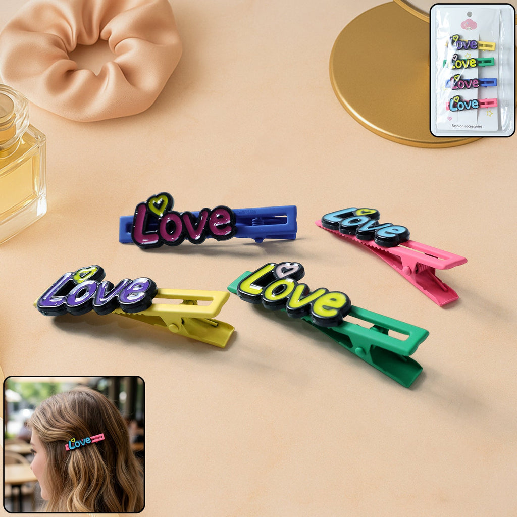 Decorative hair clip set with stylish text design for girls and women