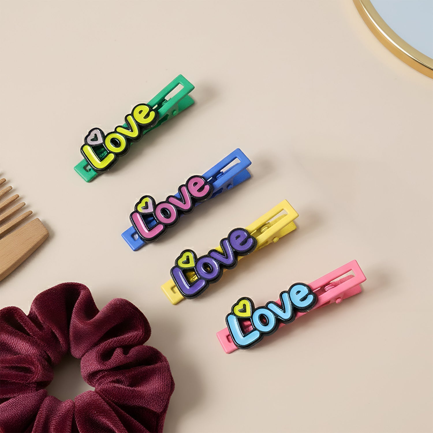 Barrette set with stylish text decorative hair clips