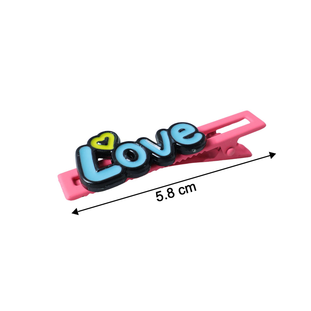 Decorative hair clip showcasing stylish text accessory