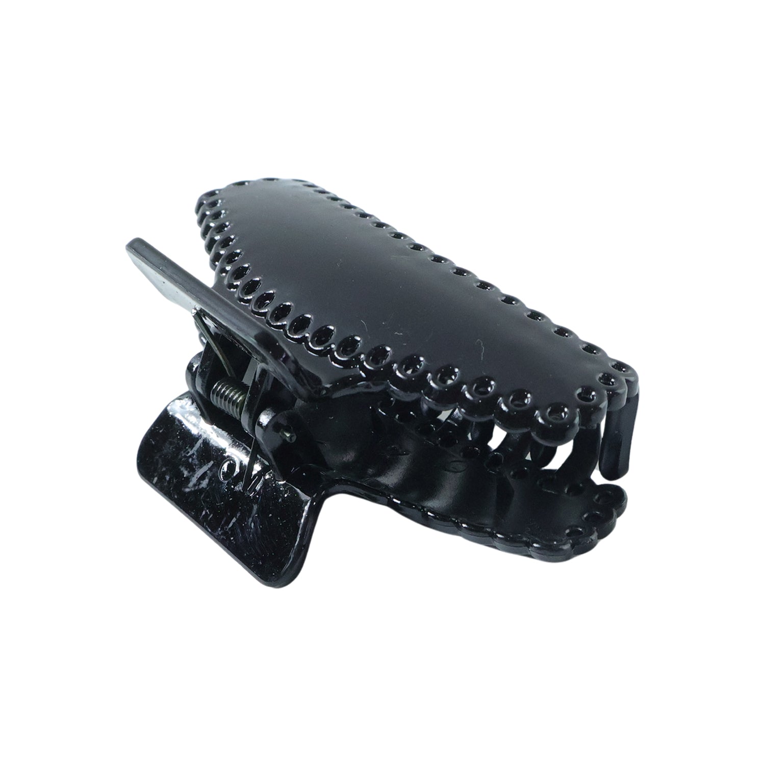 Non-slip black hair claw clip for secure hold during hair styling