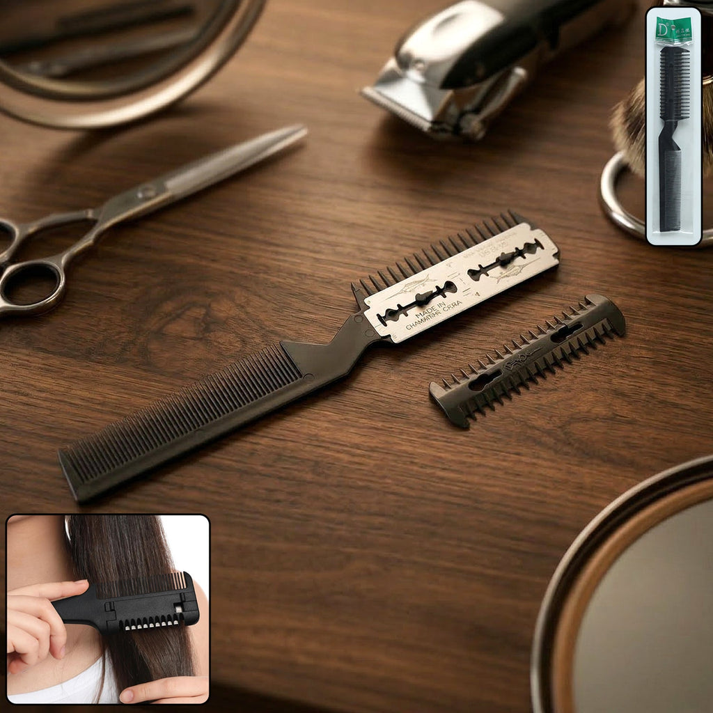 Double-sided razor hair cutting comb for precise styling