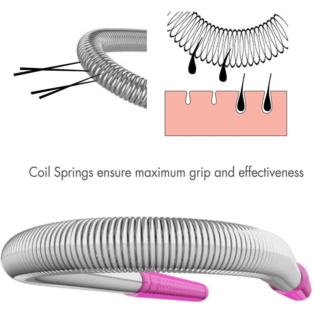 Spring Tool showing twisting action to remove facial hair