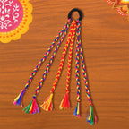 Multicolor hair extension accessory tied with elastic for easy use