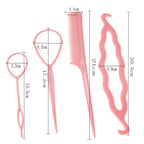 Size comparison of hair styling tools for braids and ponytails