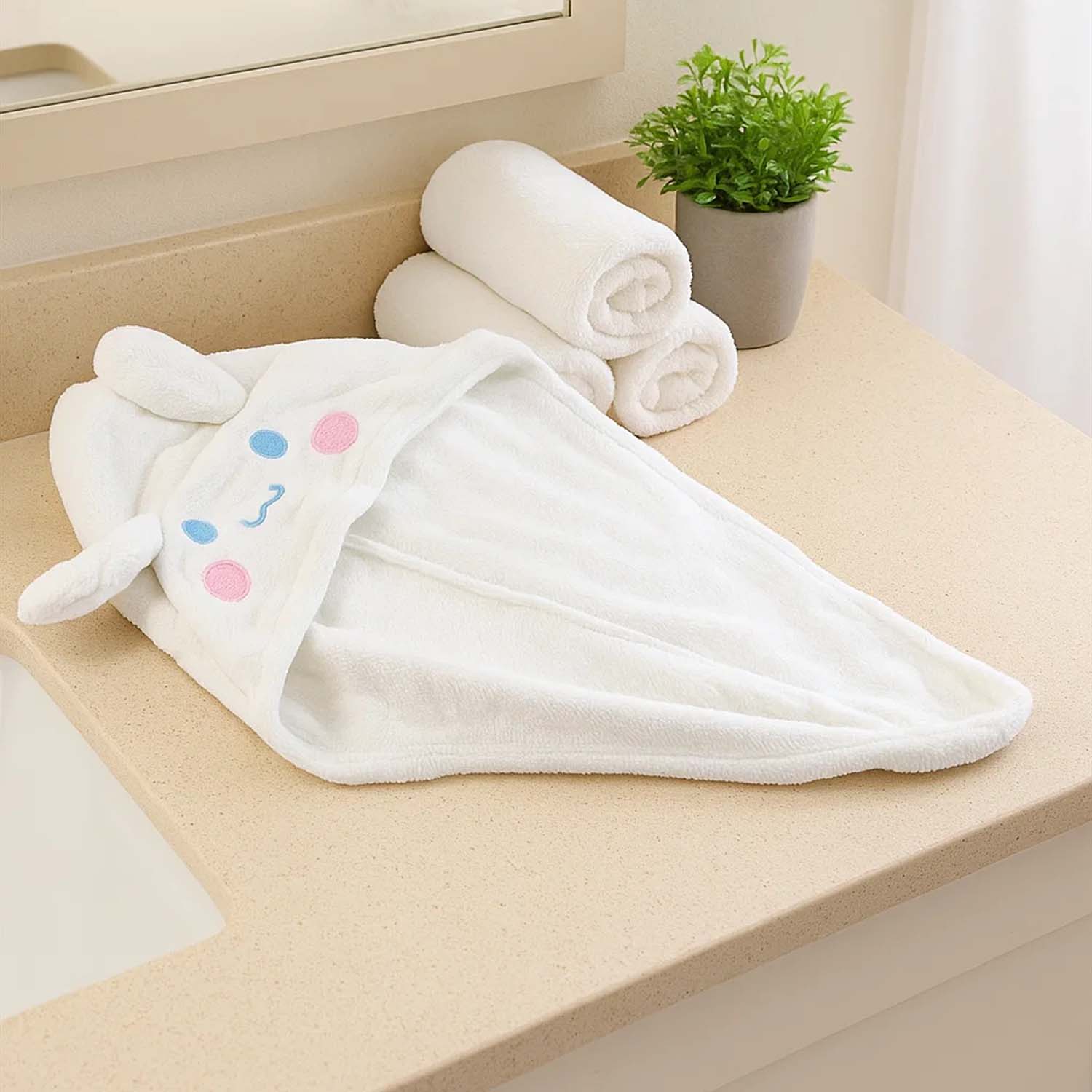 Folded hair towel wrap made from premium microfiber fabric