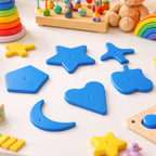 Kids educational puzzle pieces and geometric shapes