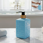 Plastic soap dispenser pump bottle filled with lotion