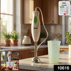 Orbit electric hand blender showing ergonomic handle and stainless steel blade