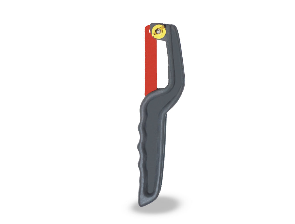 Angle view of the durable BoltForce Mini Hacksaw, perfect for DIY projects.