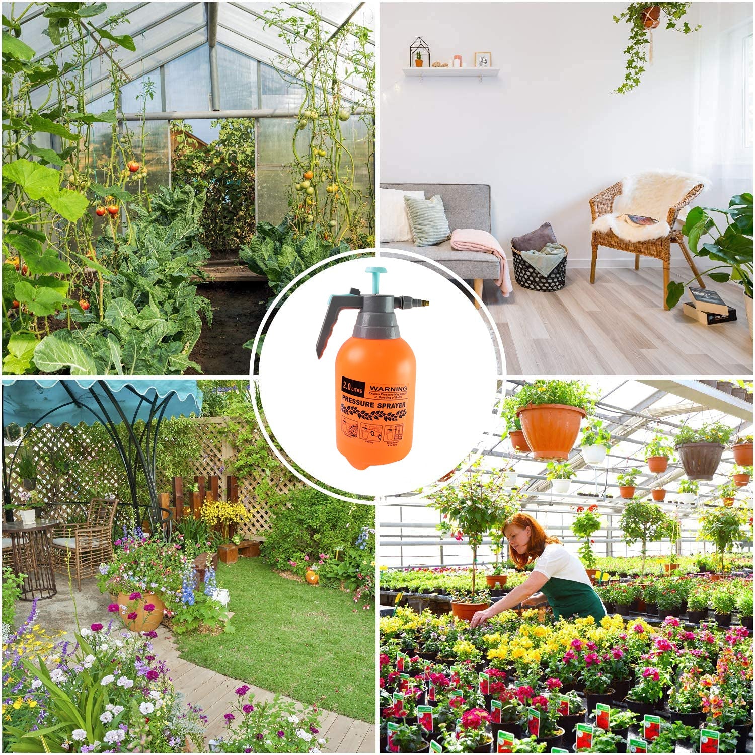 Label displaying product specifications on the side of the garden sprayer.