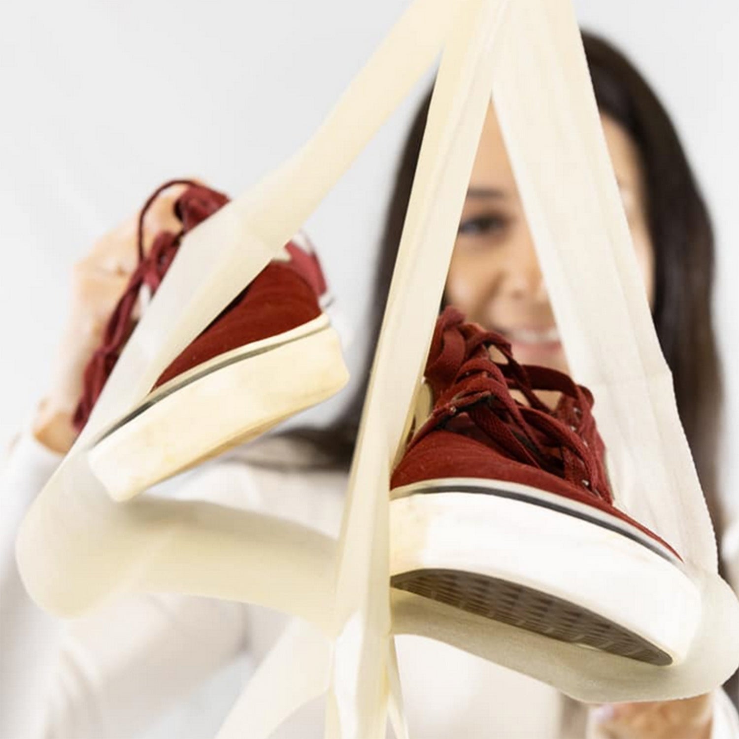 Lightweight, portable hanging shoe organizer in mixed colors