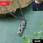 Front view close-up of the Hanuman Ji pendant, highlighting divine craftsmanship.