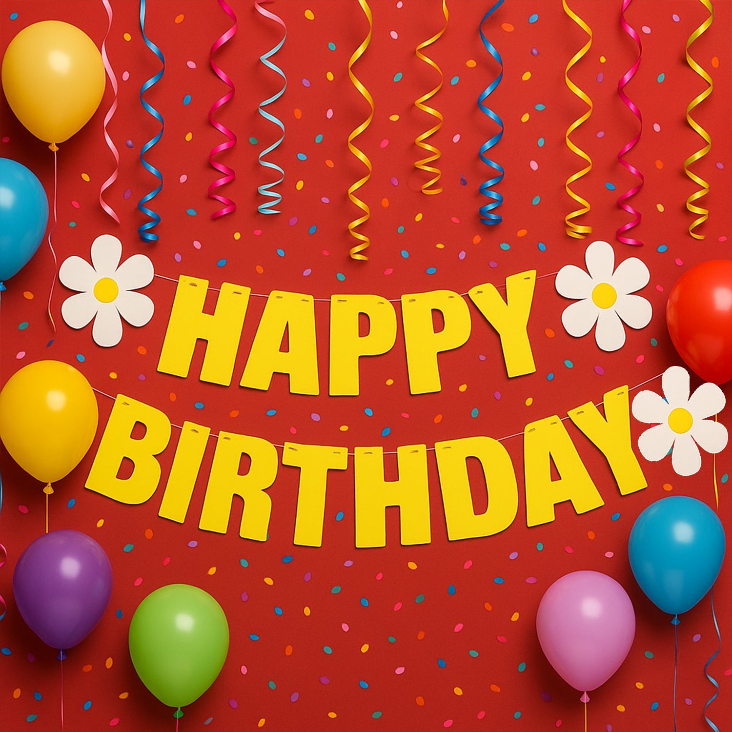 Bright and reusable Happy Birthday floral banner set for celebrations
