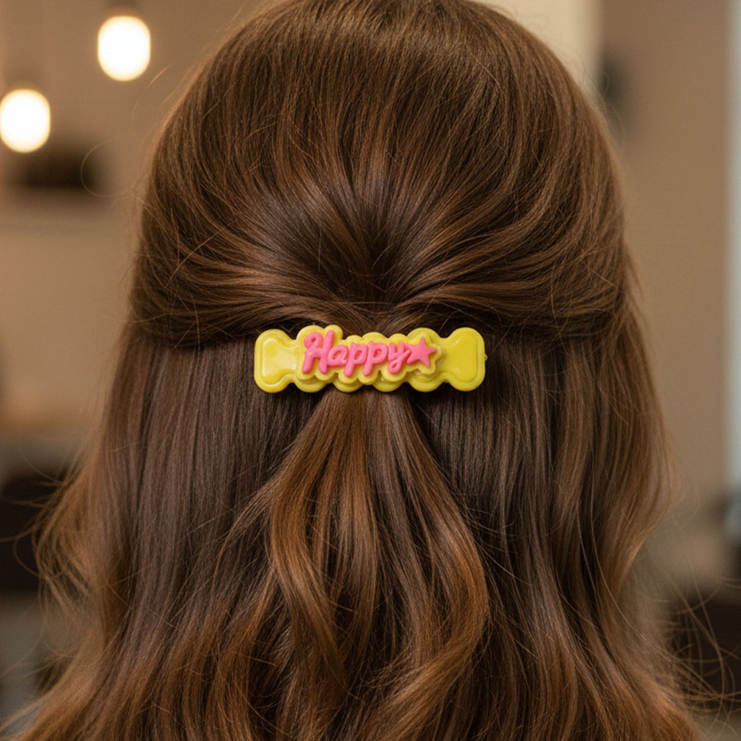 Happy bone-shaped hair clips set showcasing bright, playful accessories for kids
