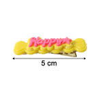 Size reference image showing dimensions of happy bone-shaped snap hair clips