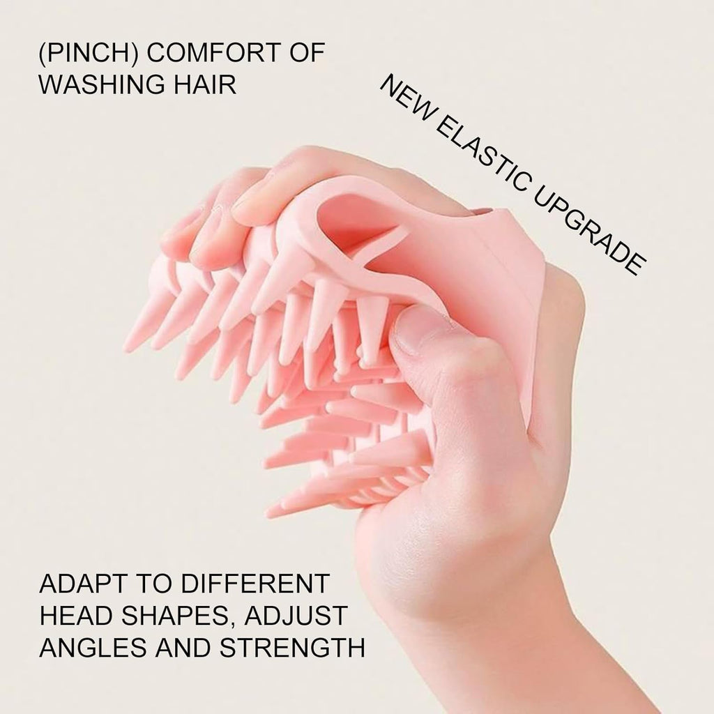 Compact silicone scalp massager brush for shampoo application and massage