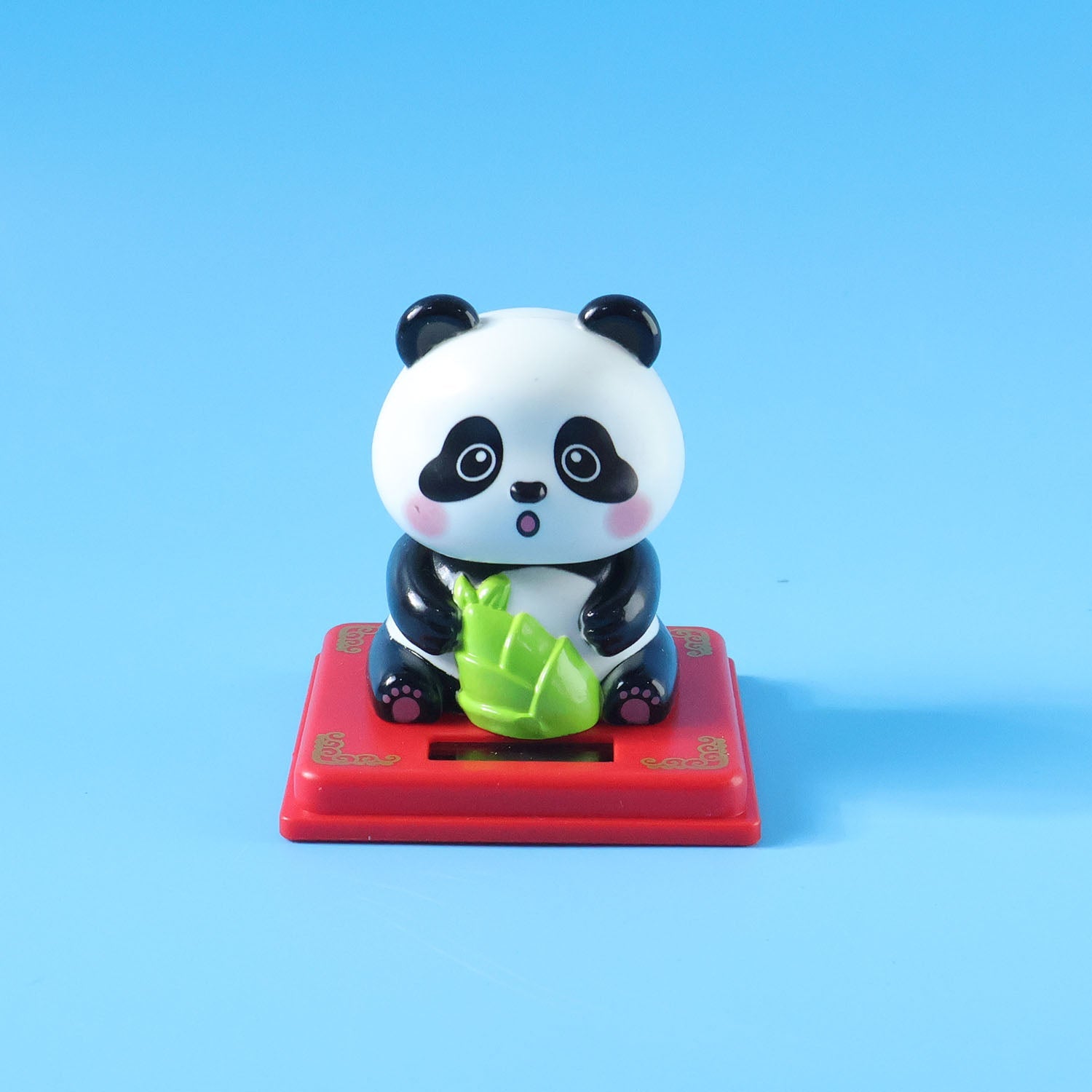 Solar energy powered panda decor with nodding head feature