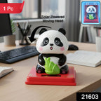 Cute solar nodding panda desk decor under light