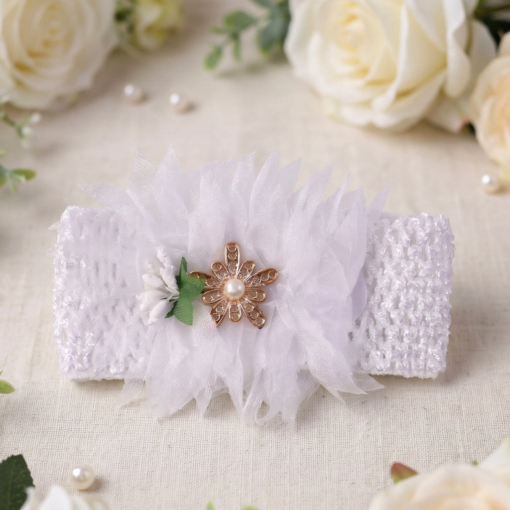 Cute floral bow baby headband in soft fabric, perfect for toddlers