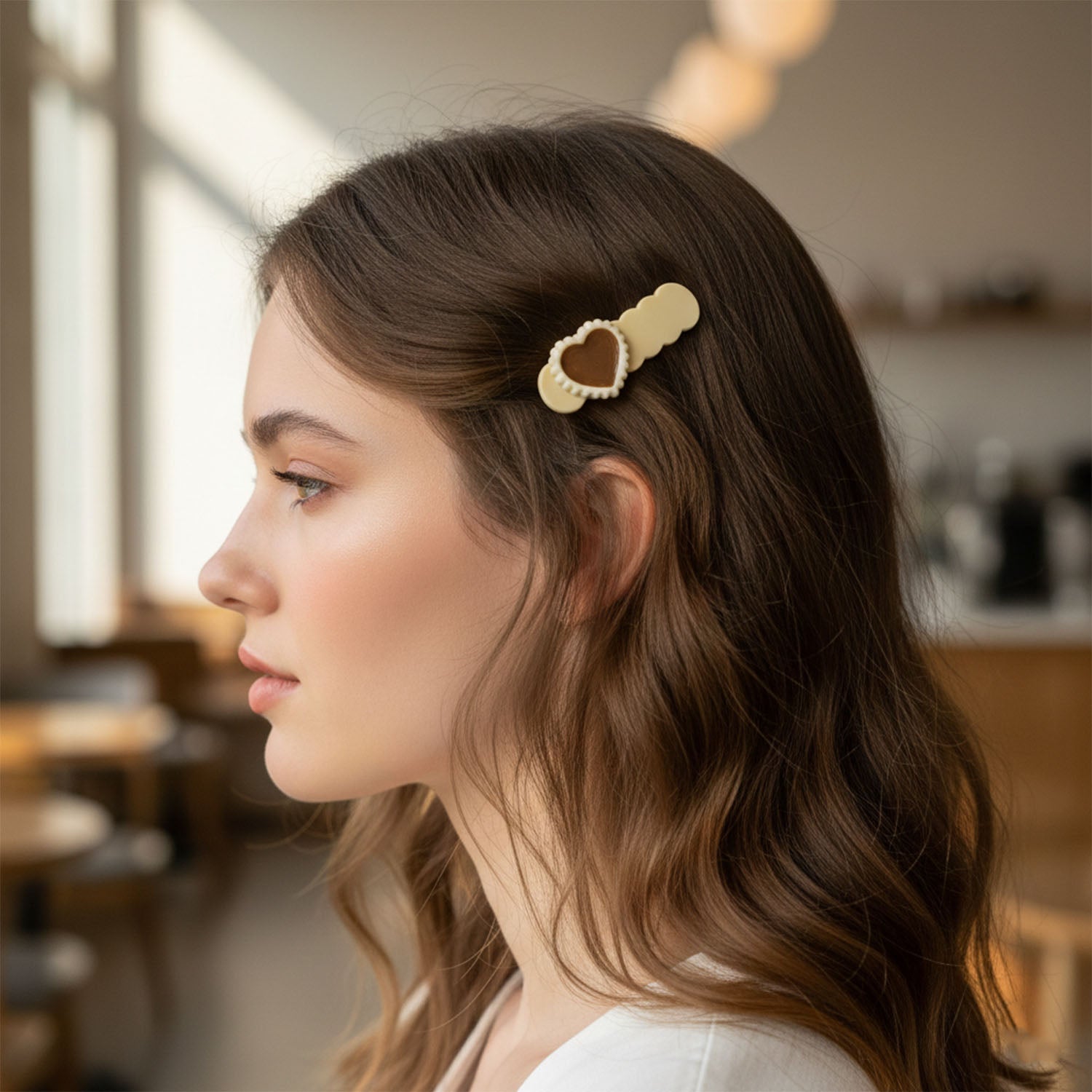 Romantic heart pattern hair pins with smooth finish