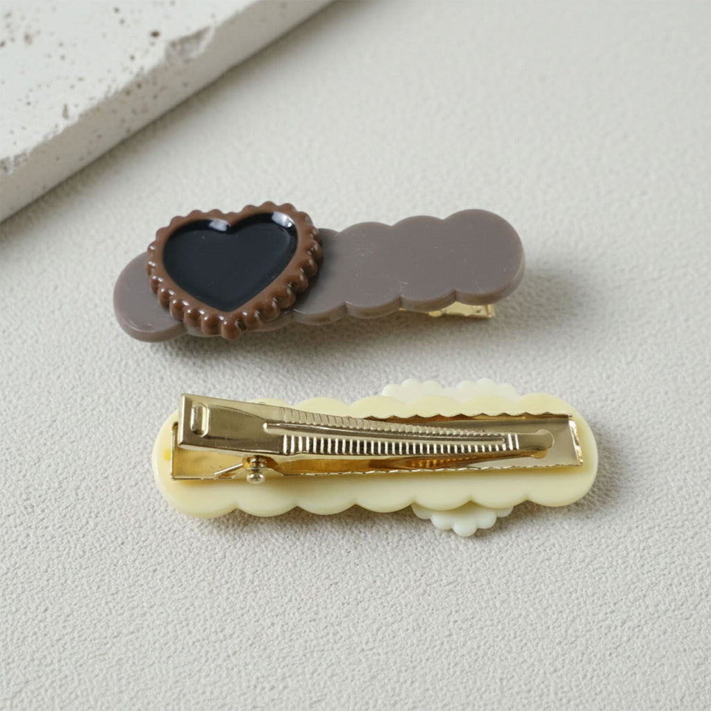 Party wear heart hair clip set with secure snap clips