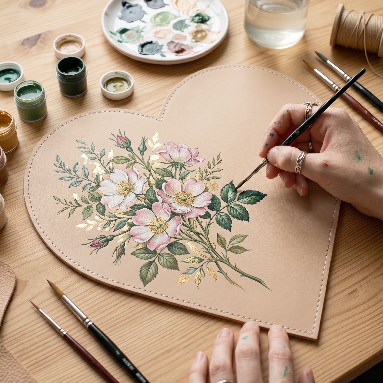Close-up angled view of a smooth Heart Shape Art Board surface.