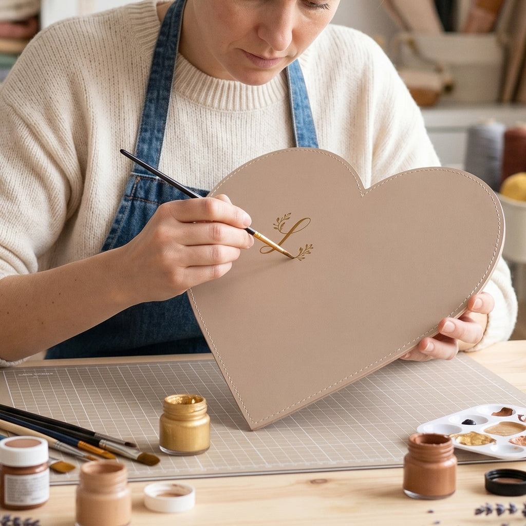 Custom painted Heart Shape Art Board showcasing a unique design.
