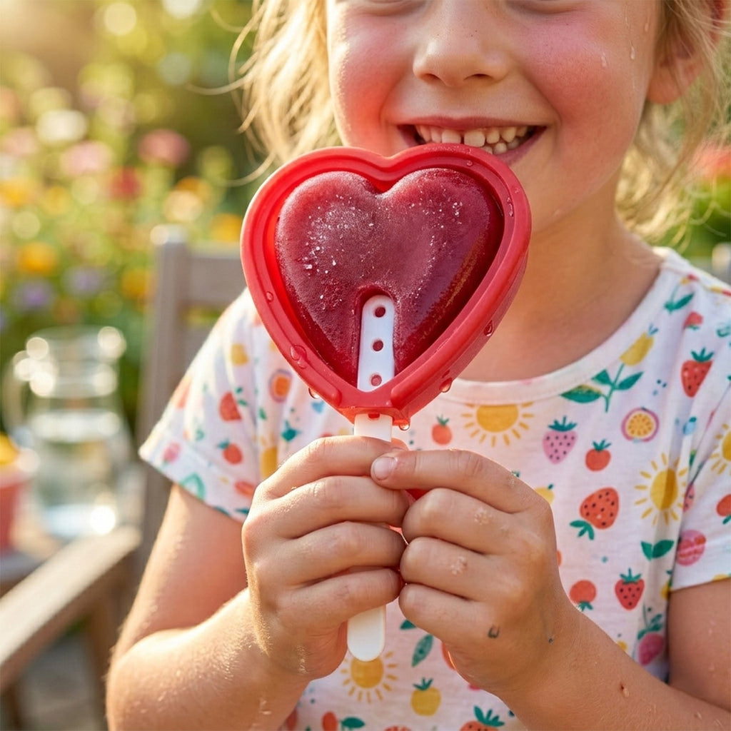 Flexible heart-shaped silicone popsicle molds for easy release