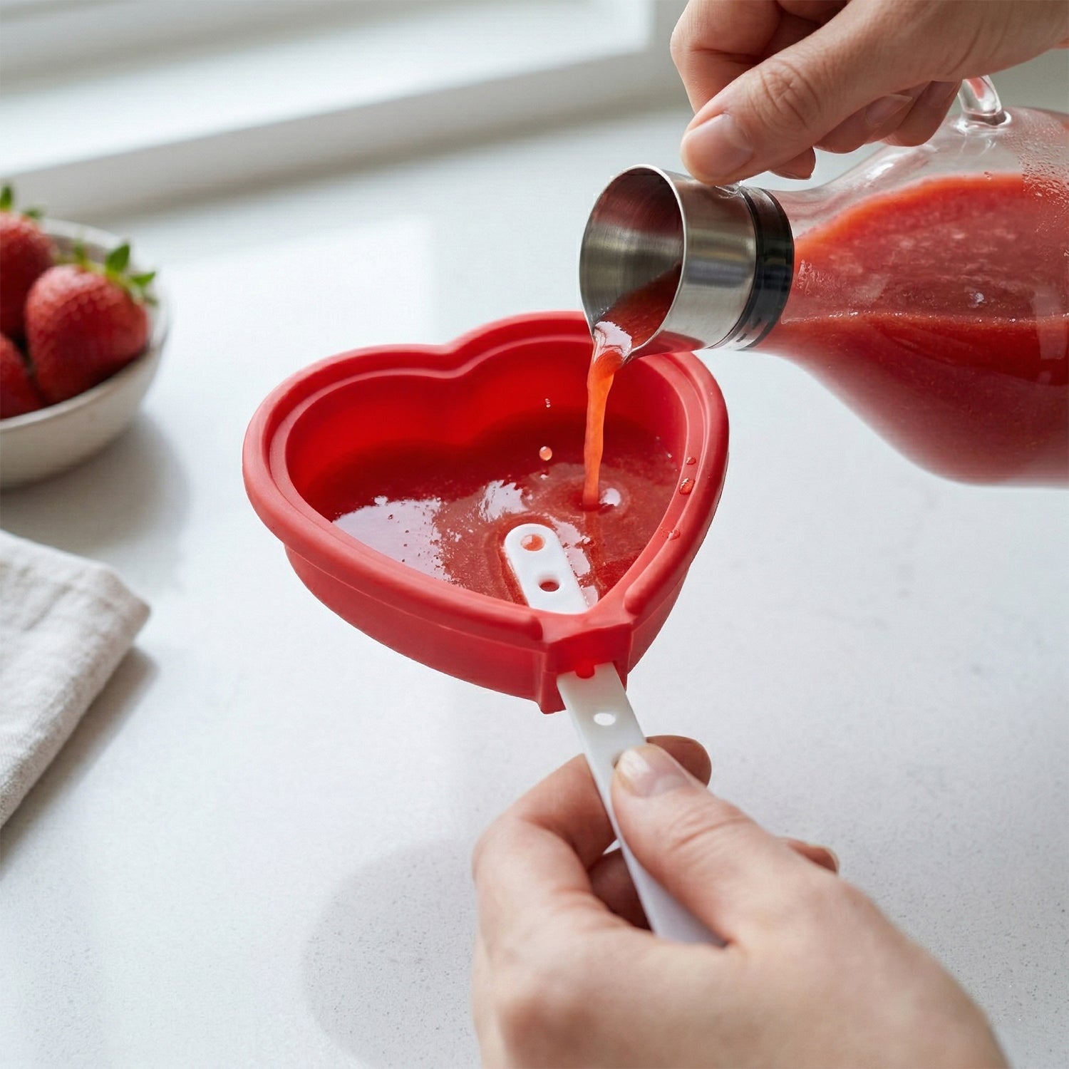 Heart-shaped silicone molds for freezer treats