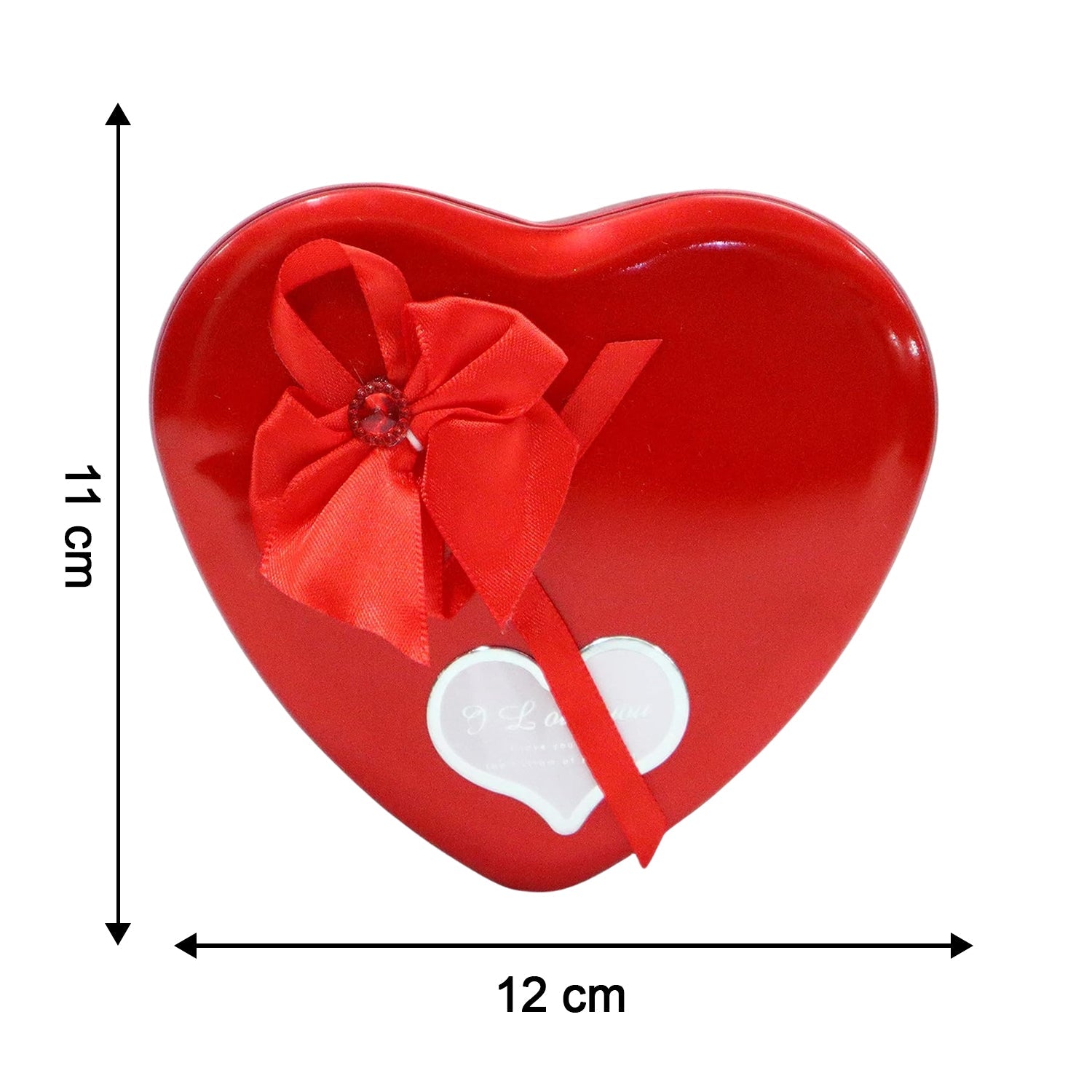 Dimension details showing size of heart shaped gift box