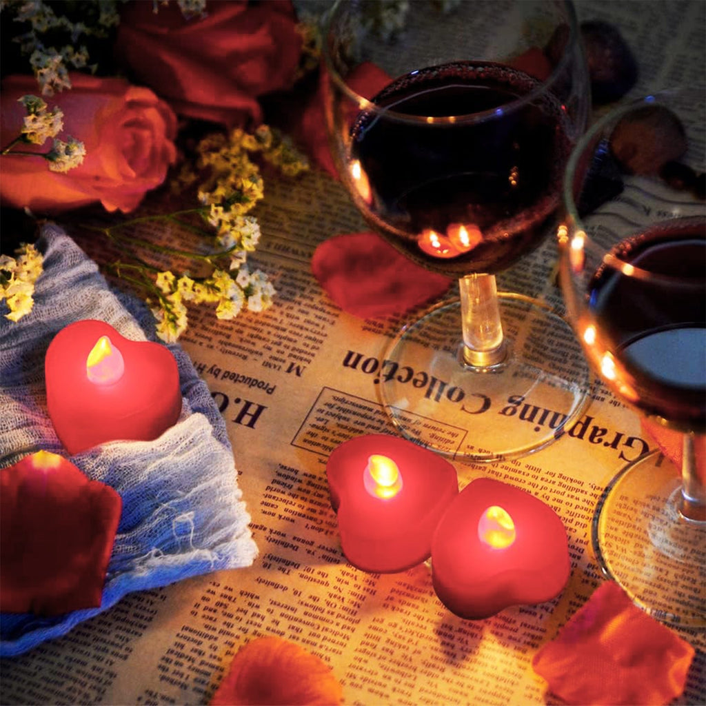 Side view of heart shape LED flameless decorative candle