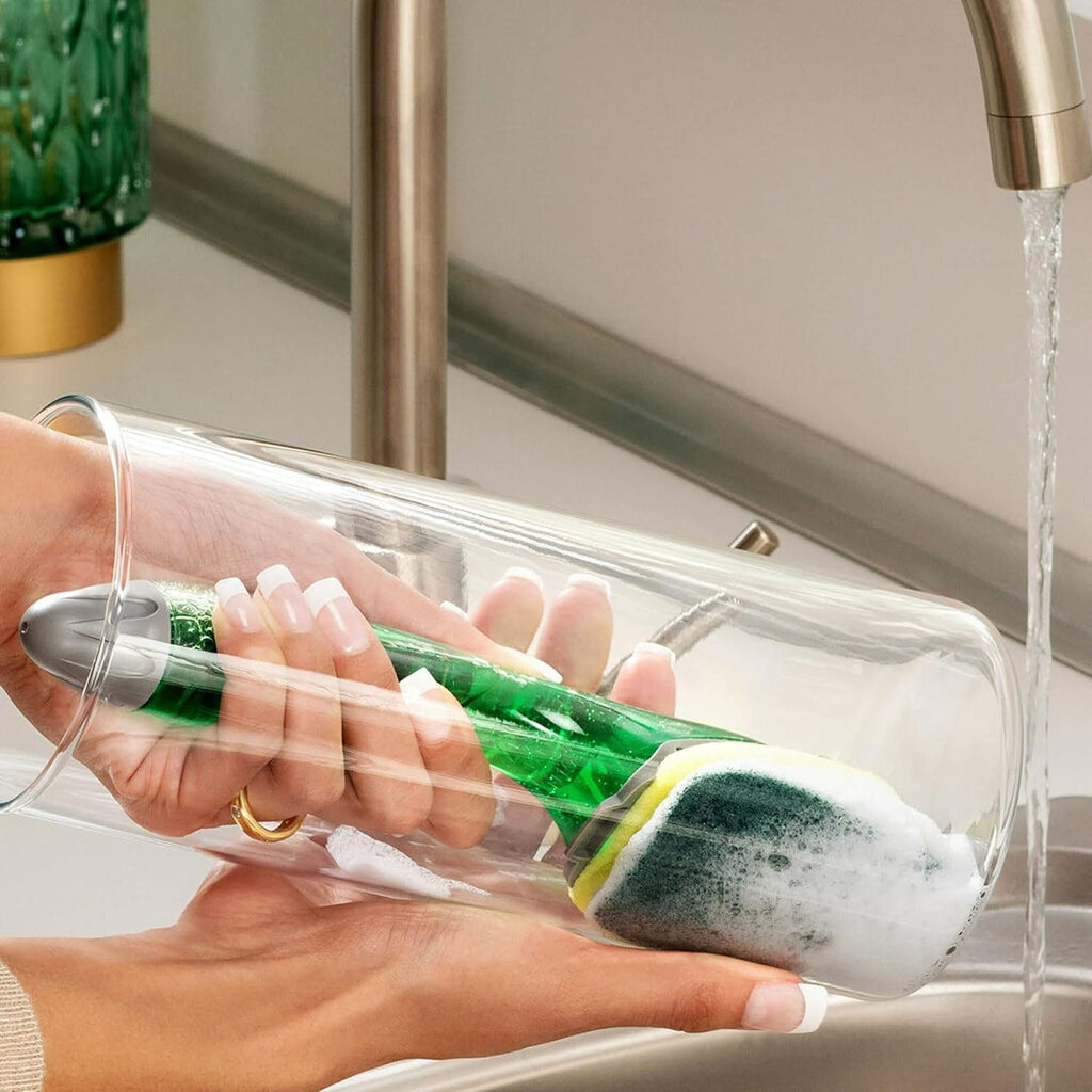 Soap fill dishbrush with durable scrubber