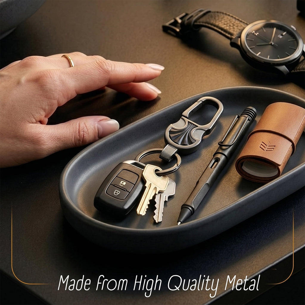 Premium metal keychain with secure lock clip for keys