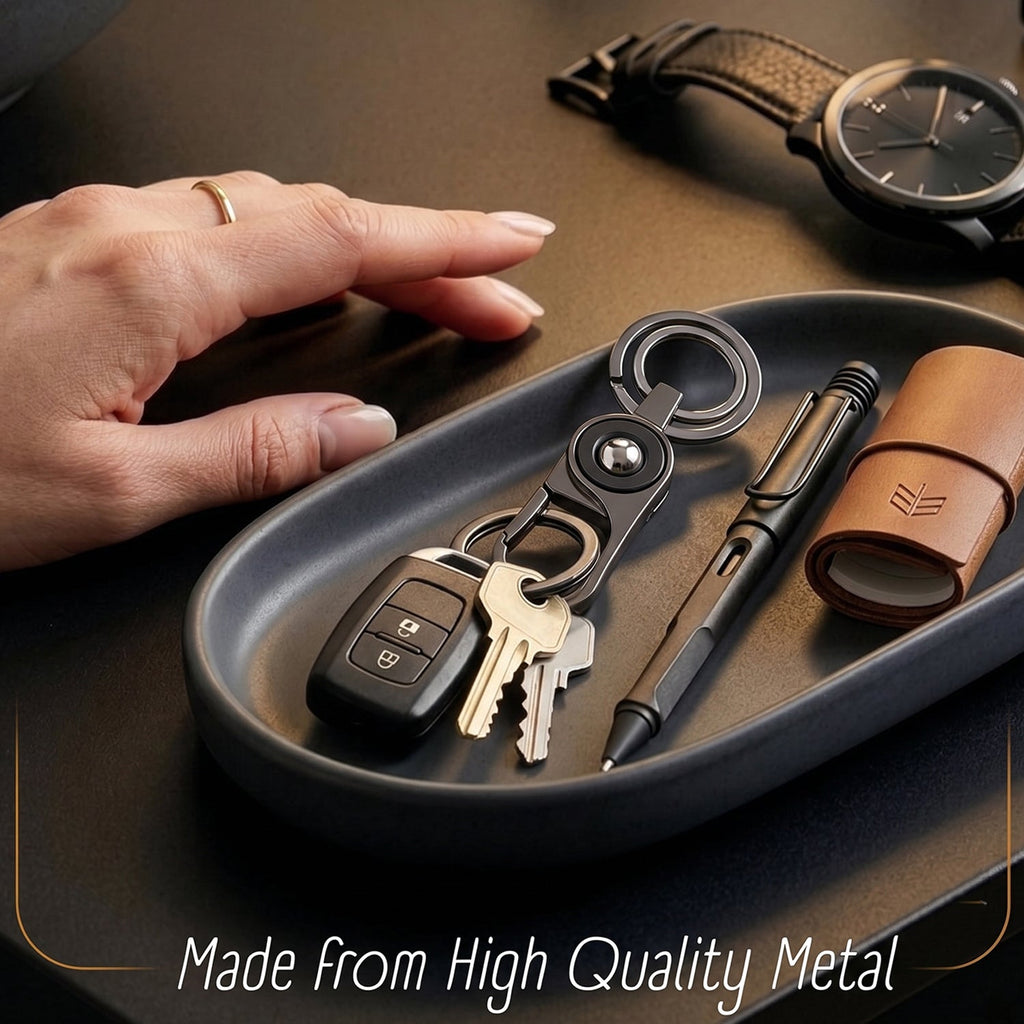 Durable metal keychain for secure key attachment