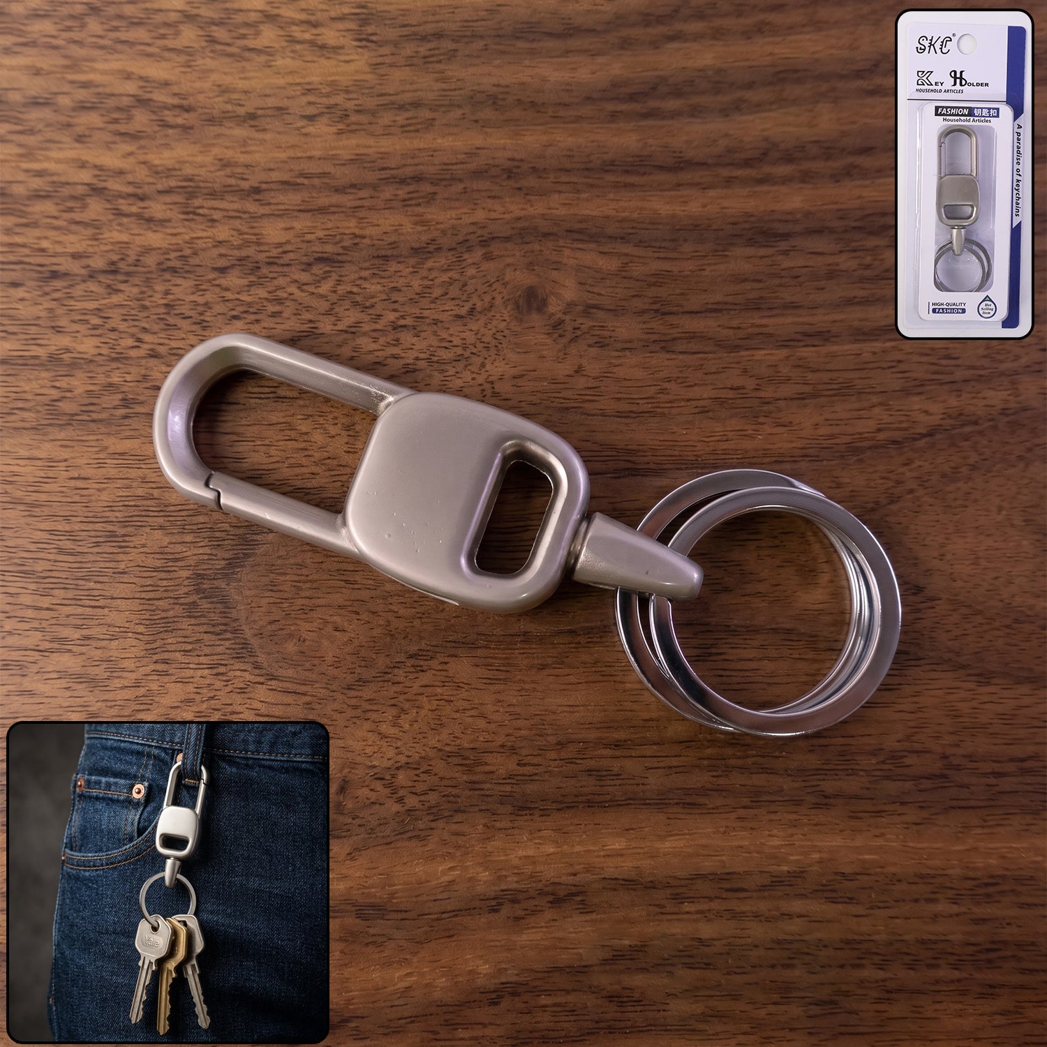 Heavy duty metal carabiner key holder clip for secure key organization