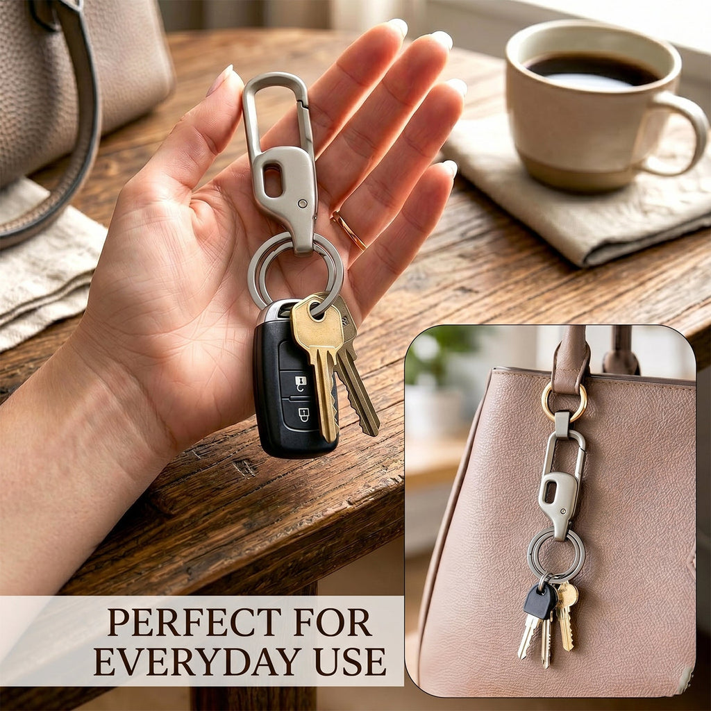 Elegant black metal key holder with secure clip for keys