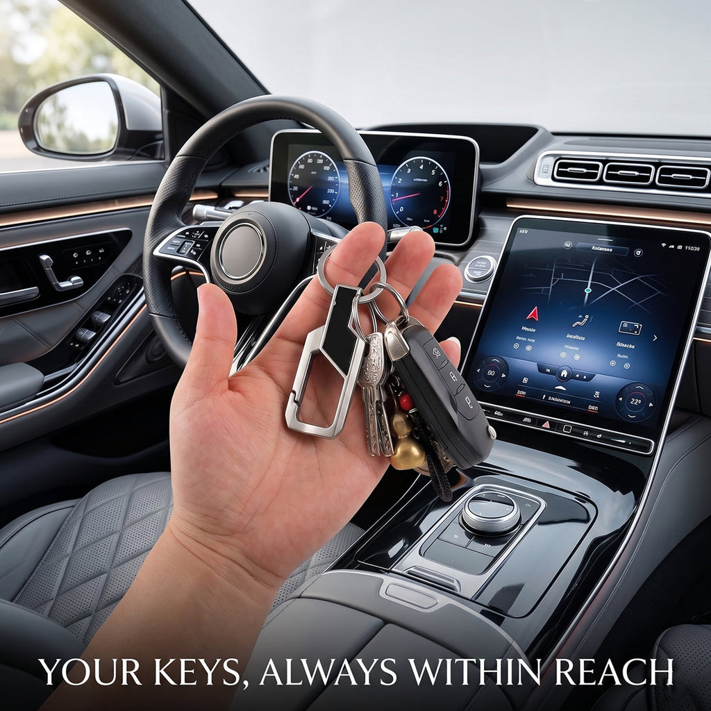Modern design stainless steel key holder with durable carabiner clip