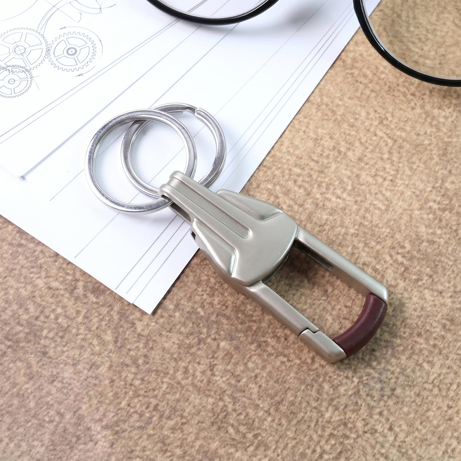Heavy duty metal key holder hung on a belt or bag loop