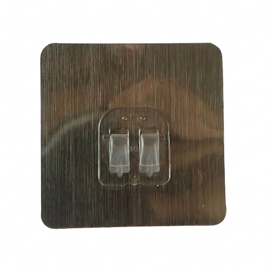 Self-sticky double hook metal wall plate for home organization