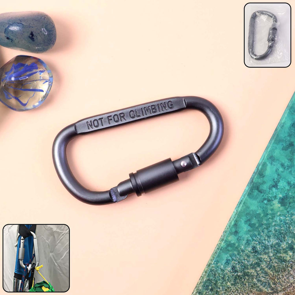 Heavy-duty metal carabiner hook with screw lock mechanism