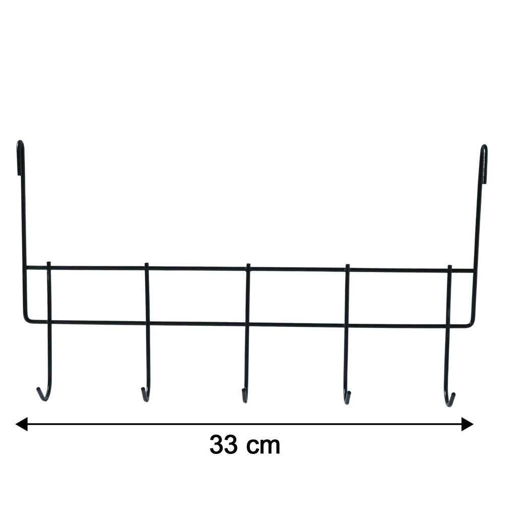Space saving metal hook rack for doors
