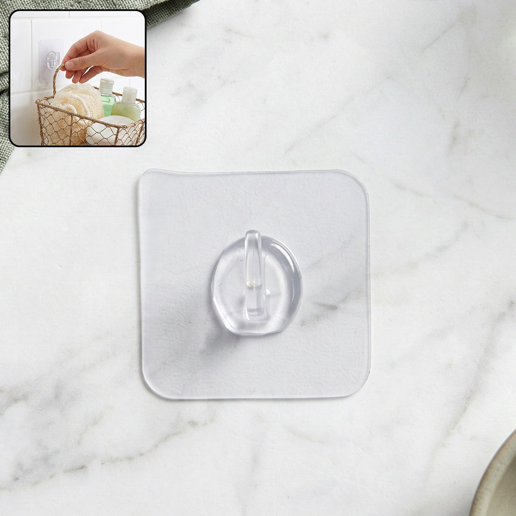 Transparent self-adhesive wall hook for home organization