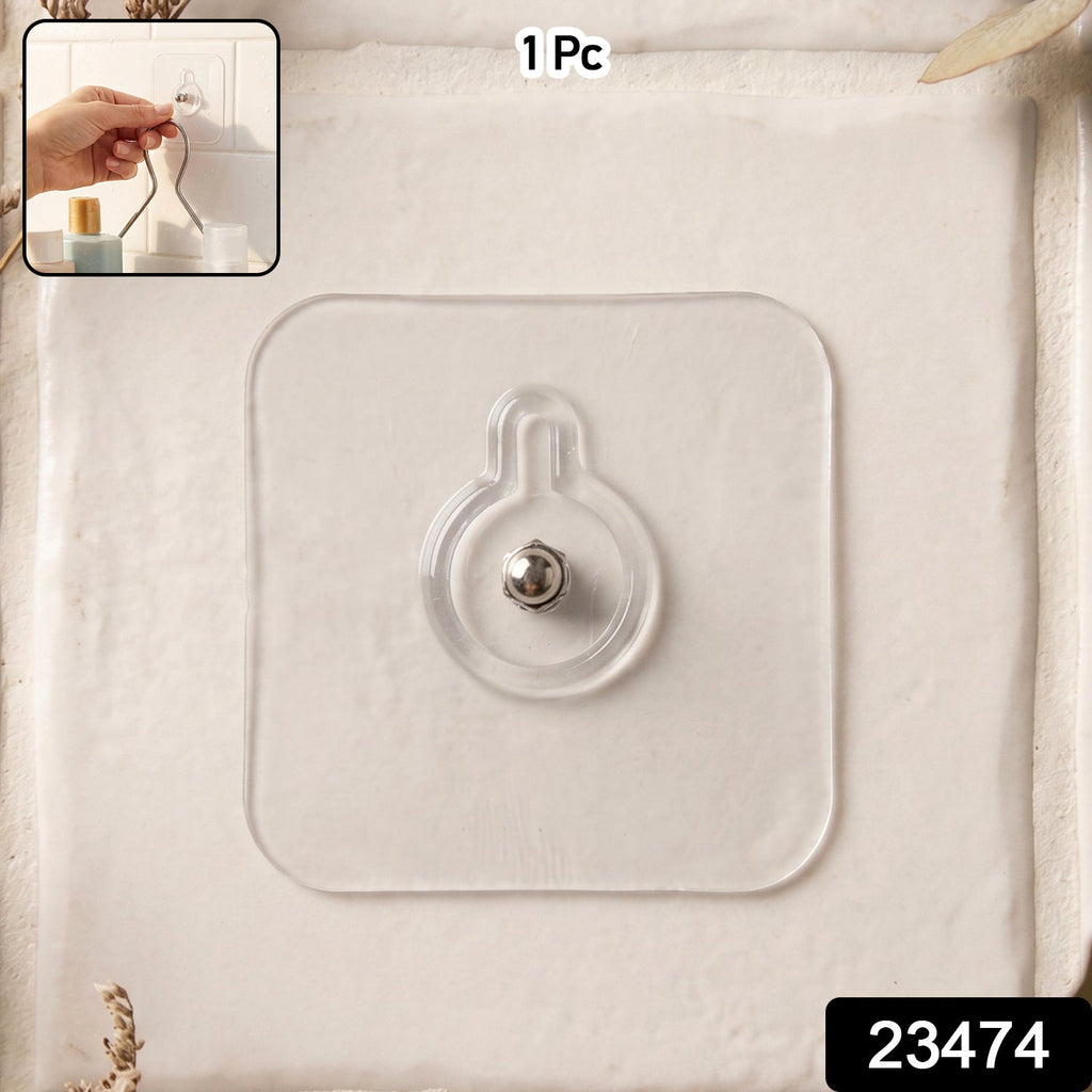 Clear adhesive wall hook suitable for bathroom and kitchen use