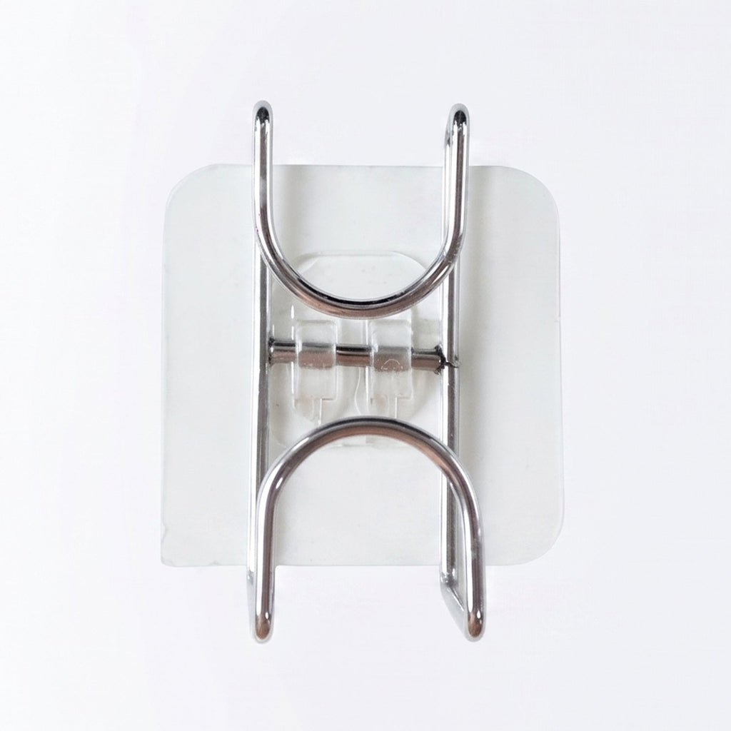 Self-stick double D-ring wall hook holder on door surface