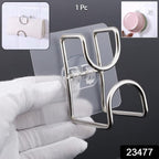 No drill double hook wall adhesive holder shown on bathroom wall