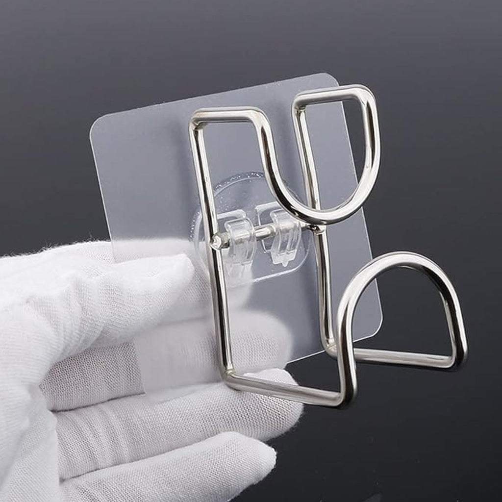 Transparent double loop adhesive wall hook installed on smooth wall