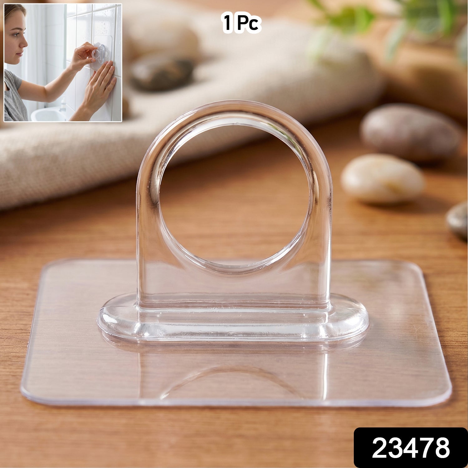 Clear self-adhesive ring wall hook for home use